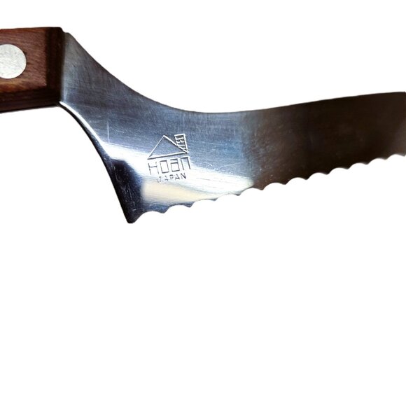 Vintage Hoan Knife Offset Serrated Fine Wood Handle Cheese Slicer Japan - Picture 3 of 6